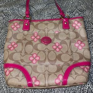 Coach pink/brown poppy purse